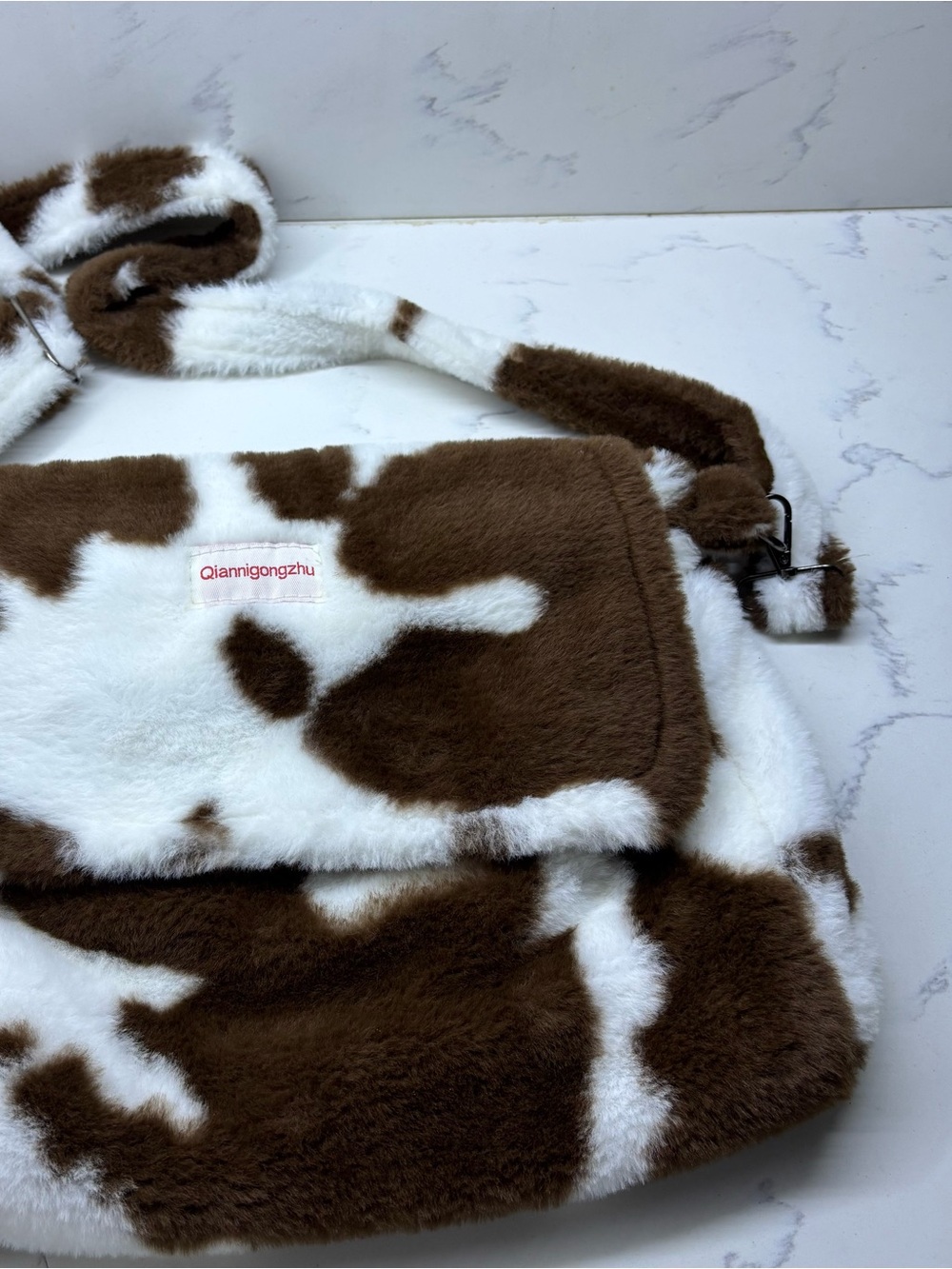 Y2K Faux Fur Cow Print Crossbody bag Western Boho Cowgirl Indie